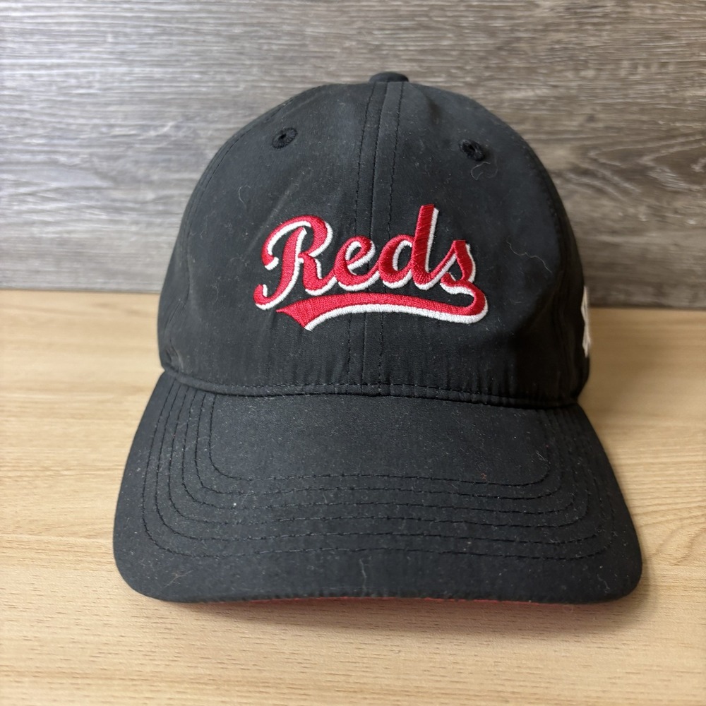 Cincinnati Reds Hat Cap Strap Back Script Fiber Mens OSFM MLB Baseball
